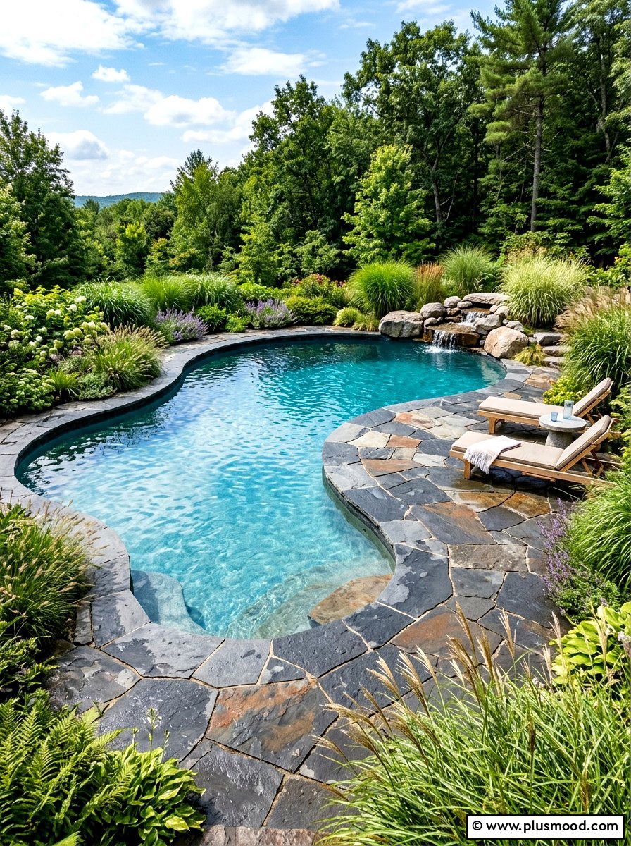 Natural Stone Pool - 25 summer modern pool backyard ideas
