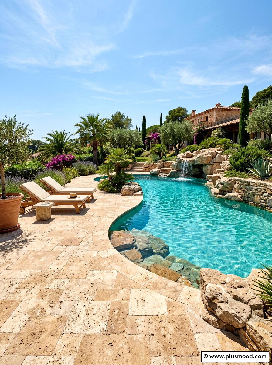 Natural Stone Pool Deck - 25 Pool Landscaping Ideas