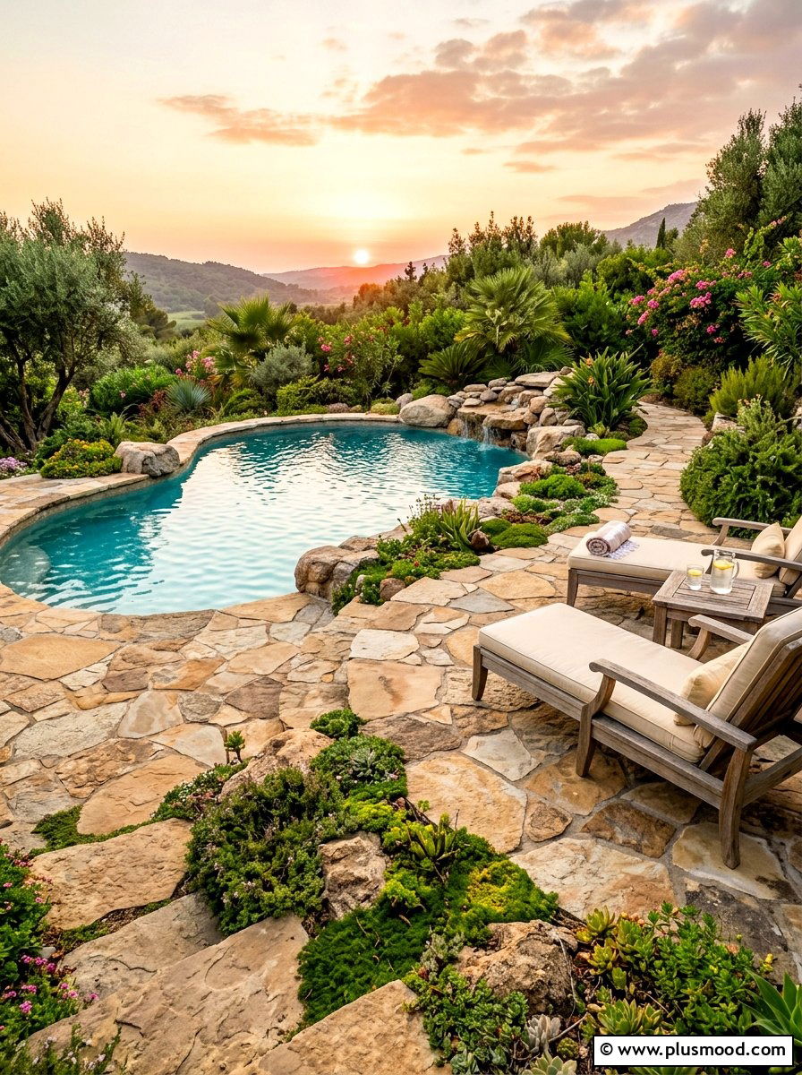 Natural Stone Pool Paver - 25 summer pool patio ideas