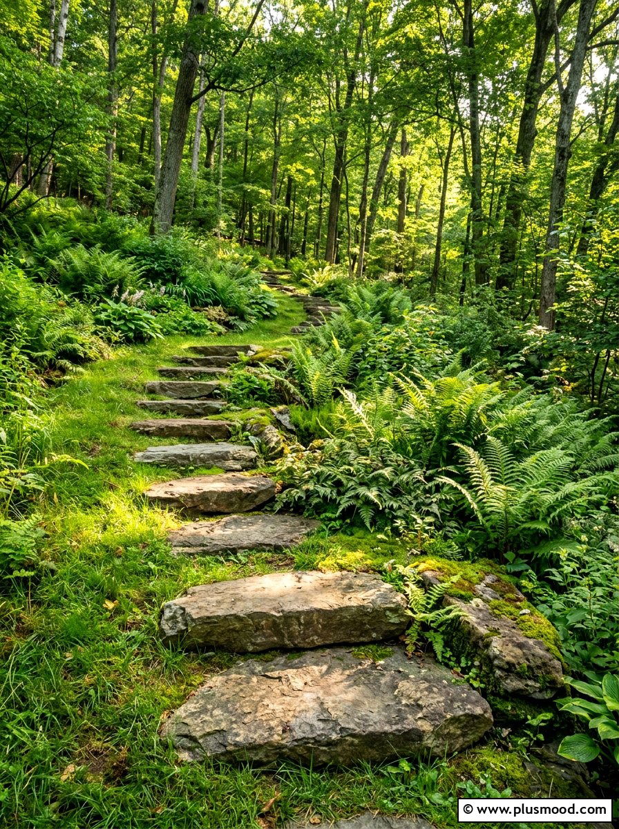 Natural Stone Step Path - 25 summer walkway landscaping ideas