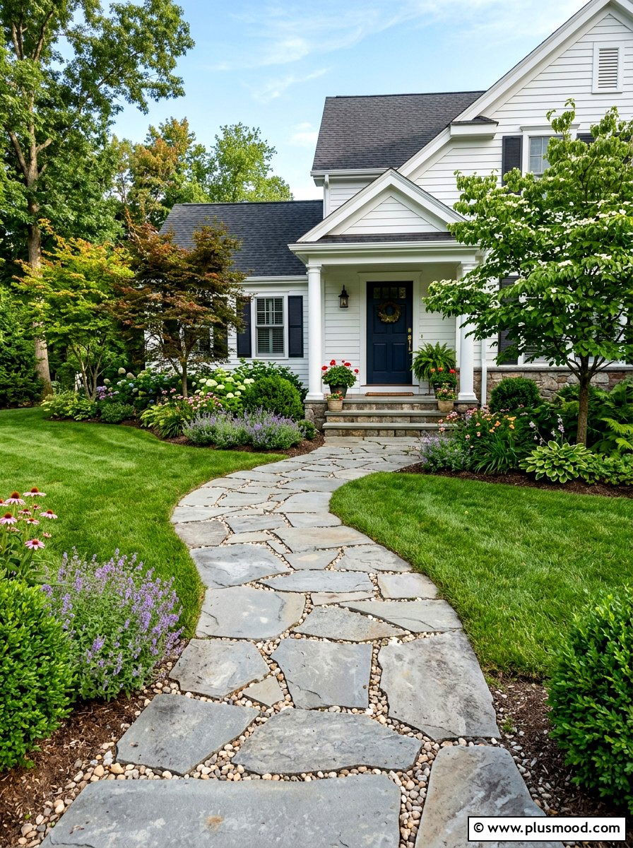 Natural Stone Walkway - 25 summer neutral curb appeal ideas