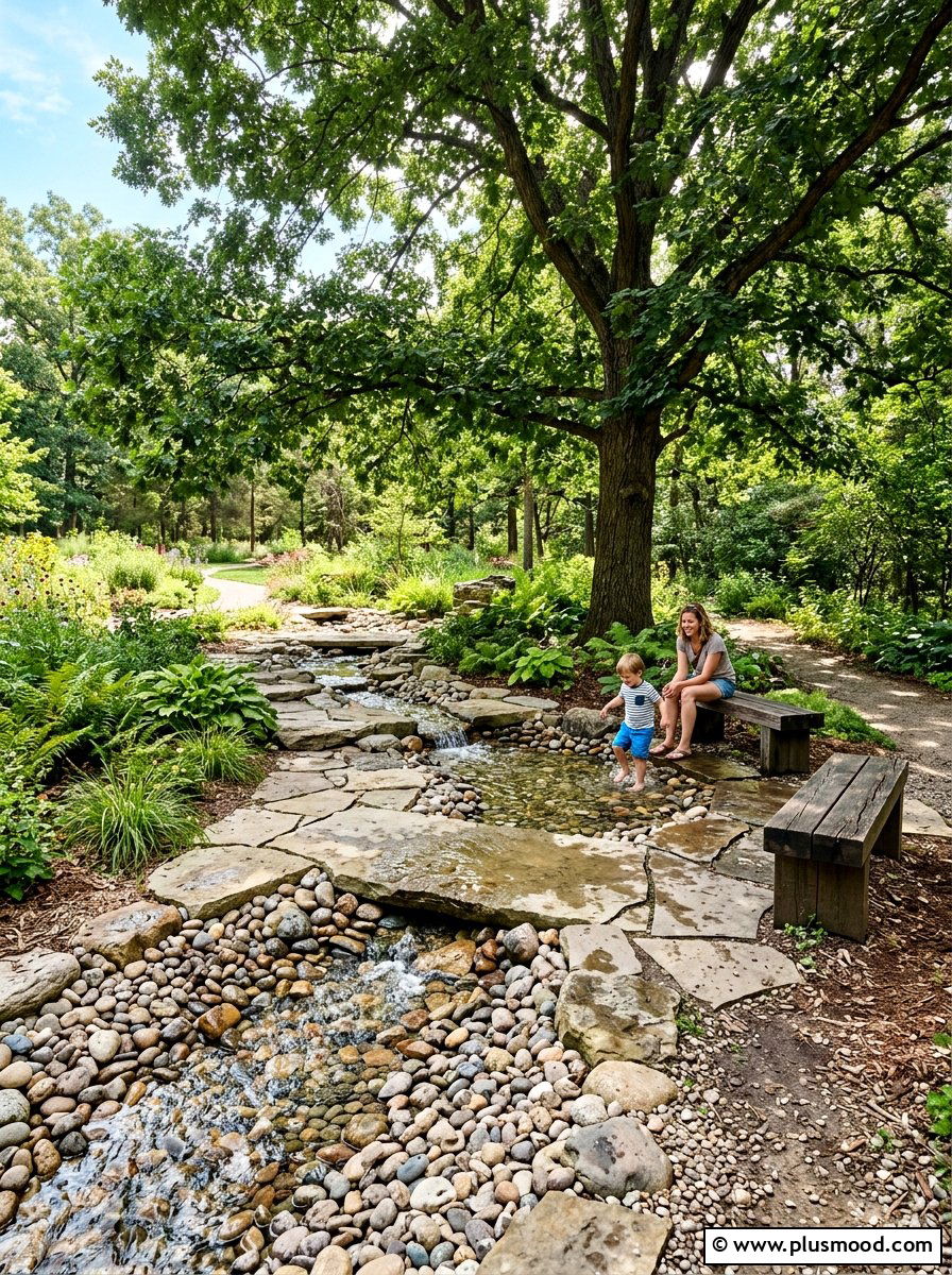 Natural Stone Water Play - 25 summer splash pad backyard ideas