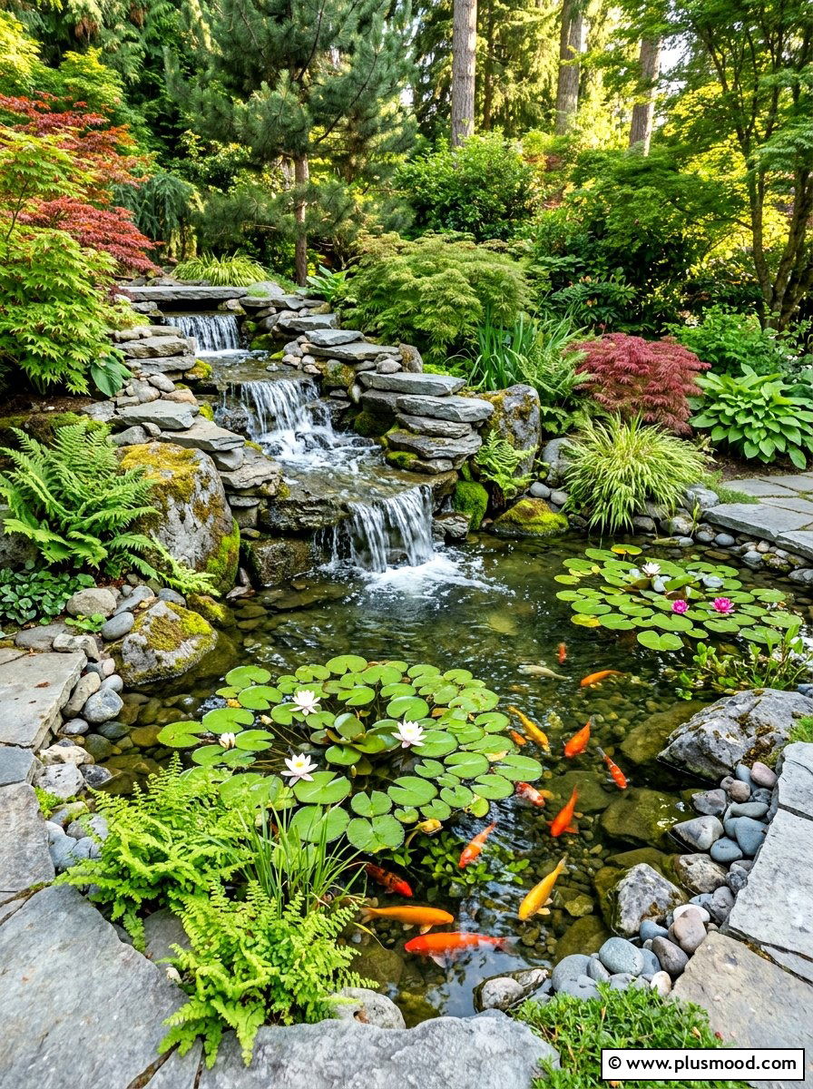 Natural Stone Waterfall Pond - 25 summer backyard retreat ideas