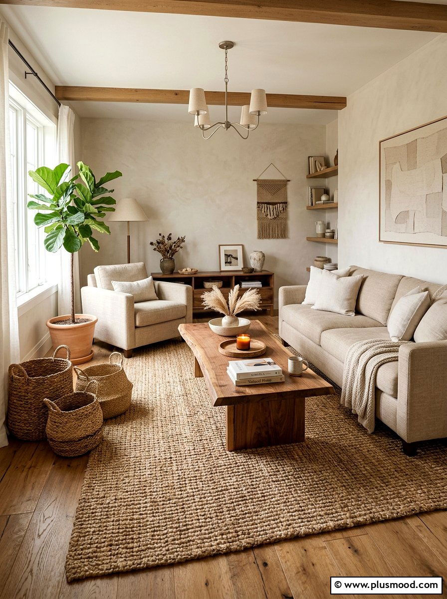 Natural Texture Living Room - 25 summer entertaining living room ideas