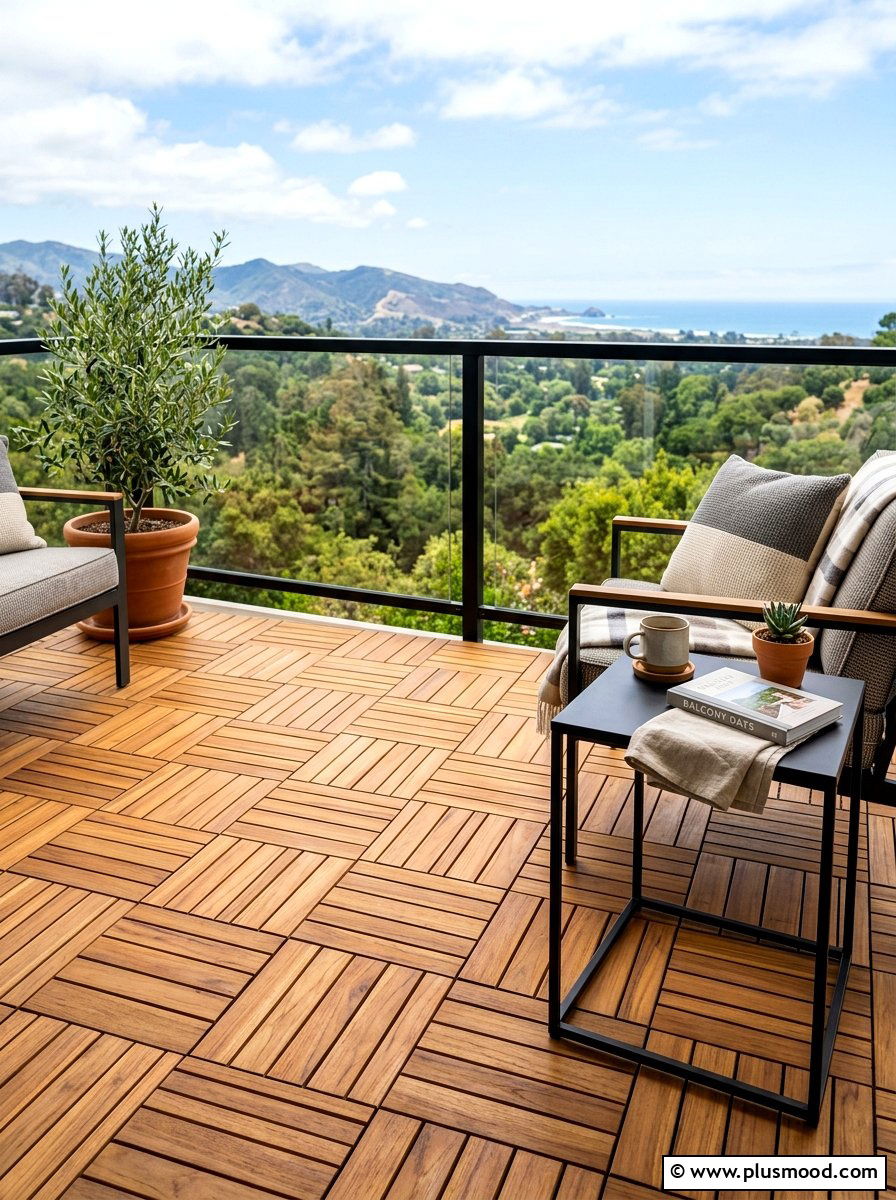 Natural Wood Decking Balcony - 25 summer minimal balcony ideas