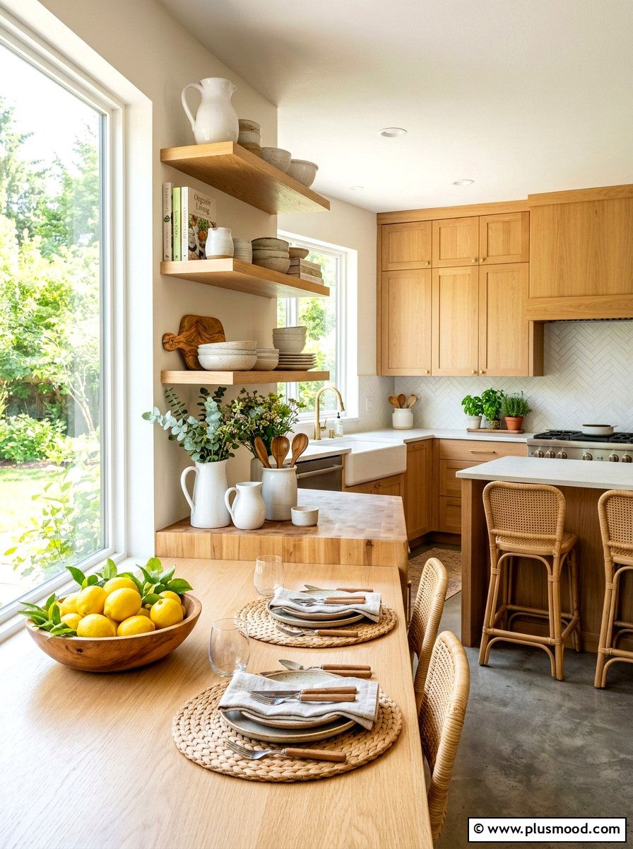 Natural Wood Kitchen Shelves Summer Decor - 25 summer open shelf summer kitchen ideas