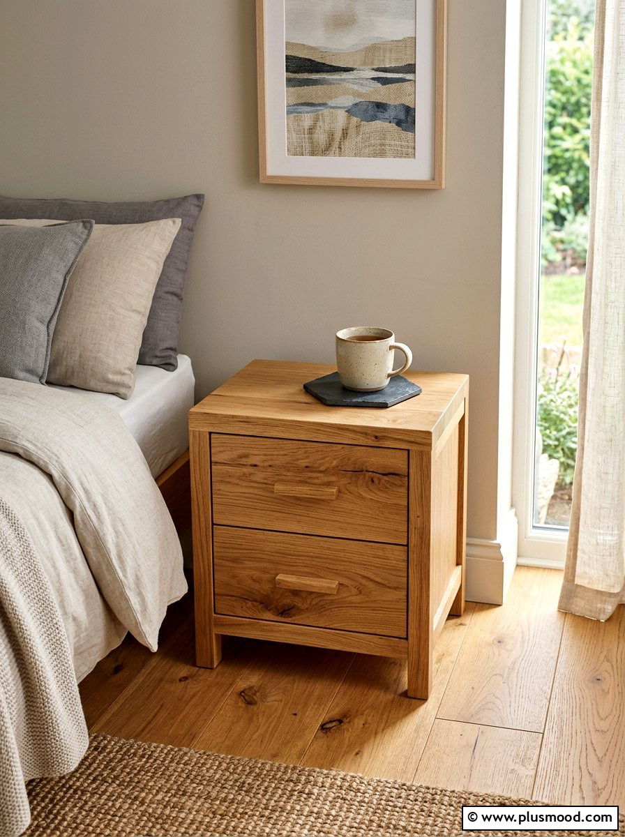 Natural Wood Nightstand - 25 summer nightstand decor ideas