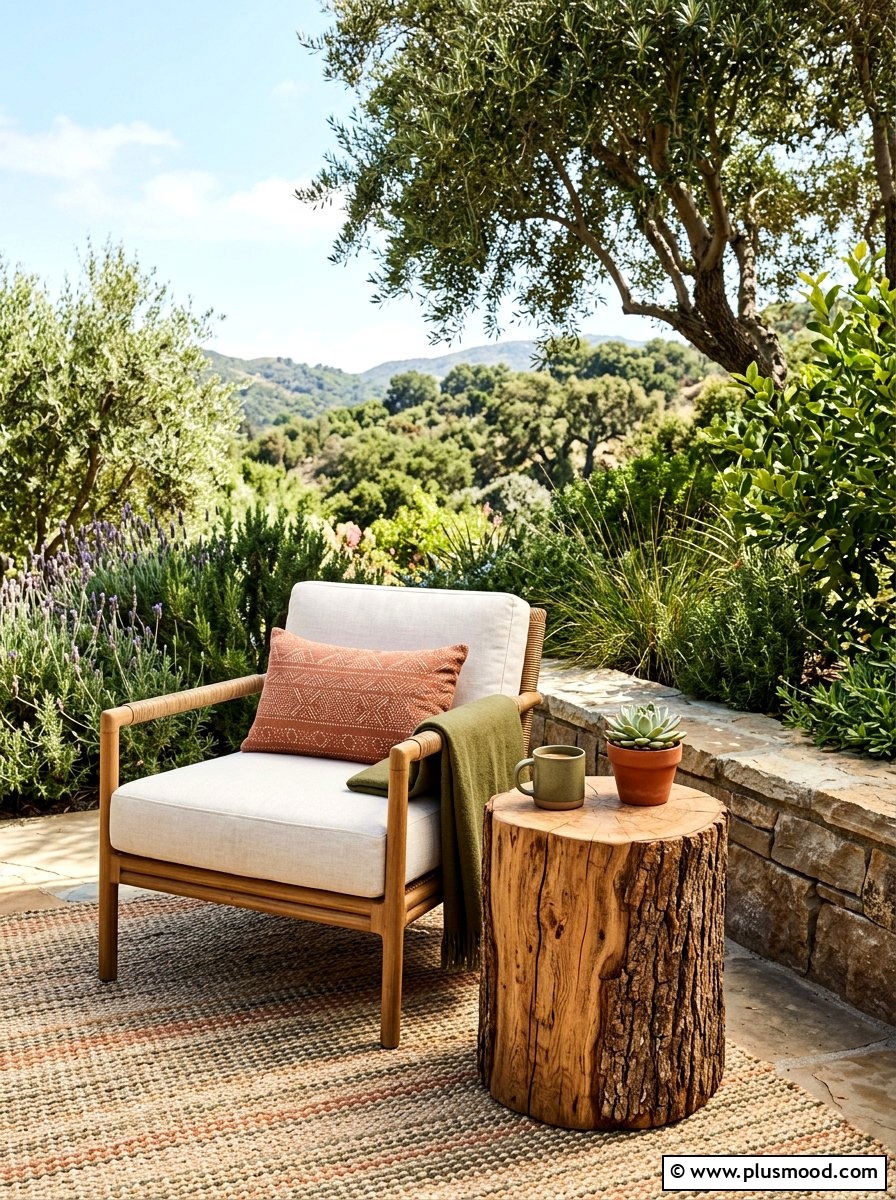 Natural Wood Side Table - 25 summer patio ideas on a budget