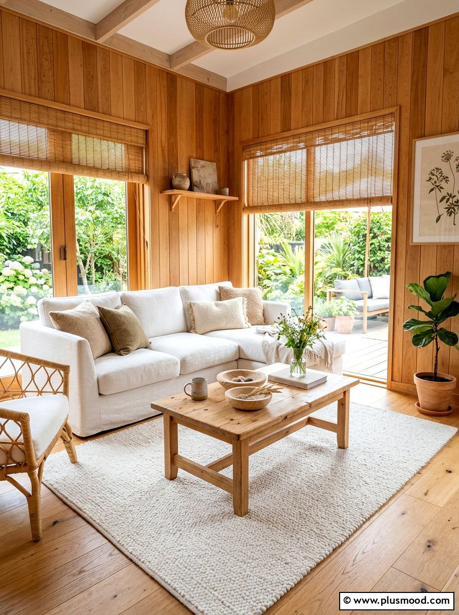 Natural Wood Summer Living Room - 25 summer easy living room makeover ideas