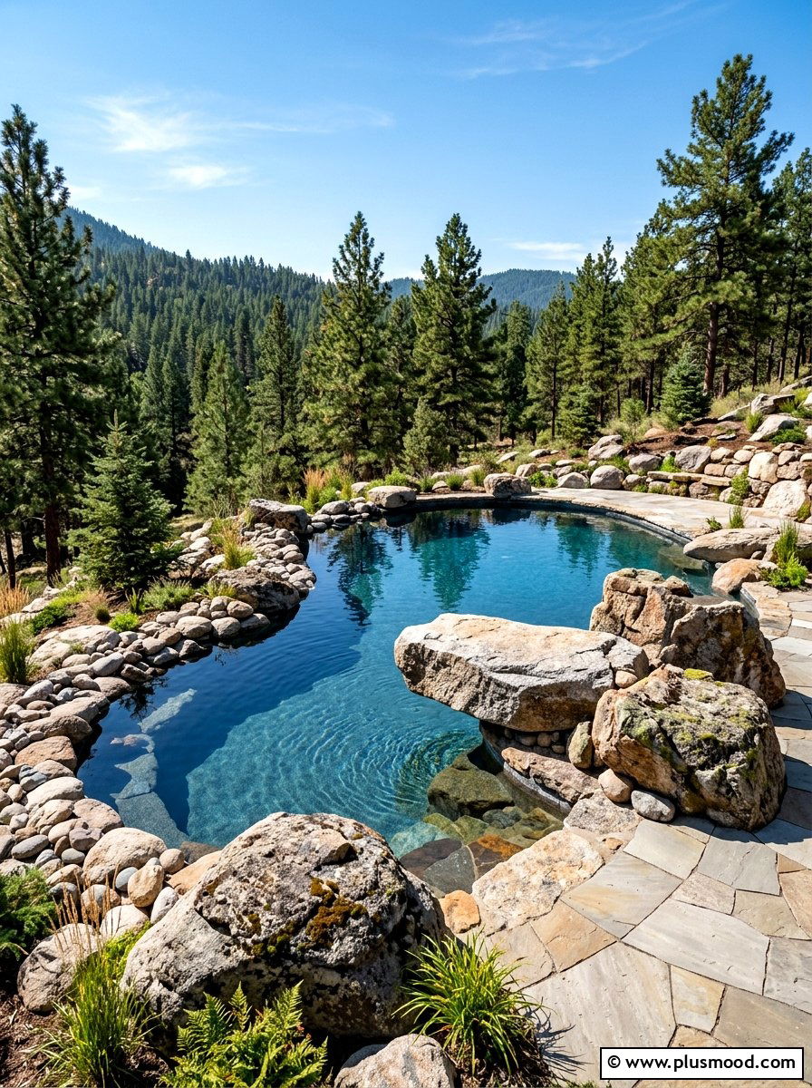 Natural boulder landscape for pool - 25 pool landscaping ideas for corner pools