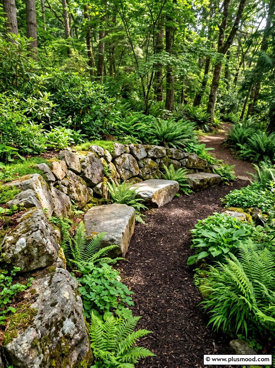 Natural boulder wall - 25 small backyard ideas with seating wall