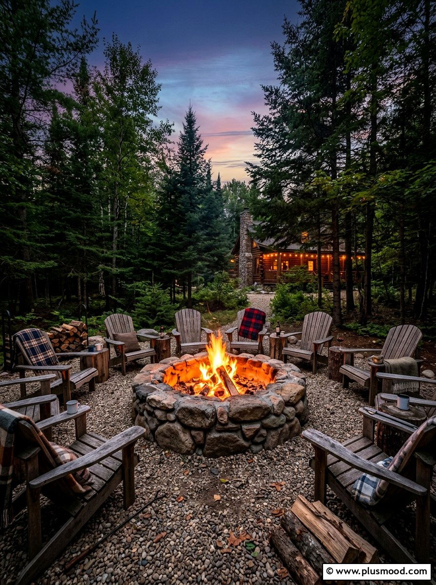 Natural stone fire pit - 25 summer rustic backyard ideas