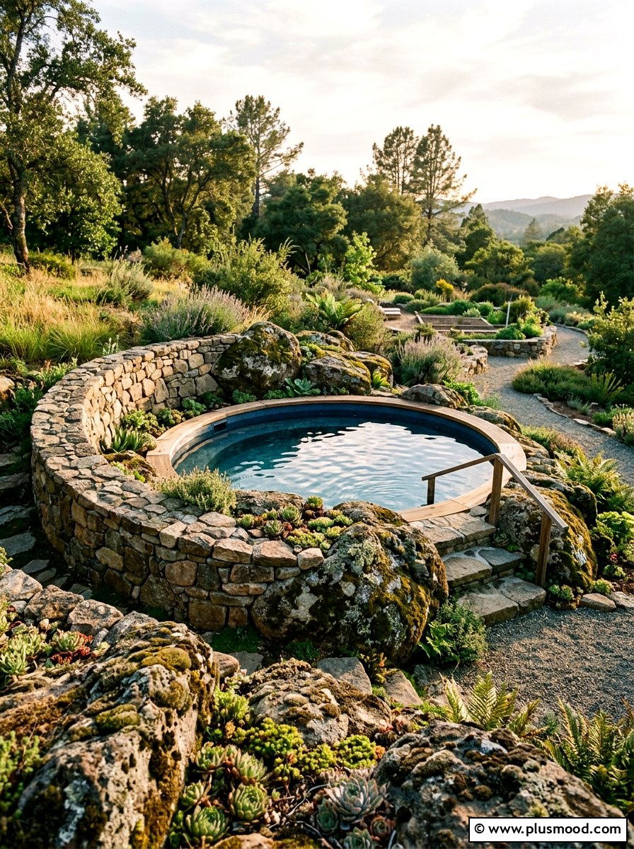 Natural stone pool border - 25 pool landscaping ideas for above ground pools
