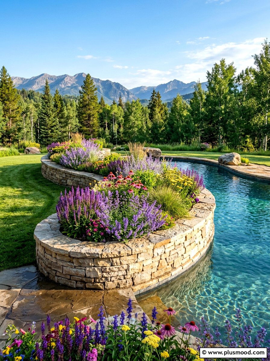 25 Pool Landscaping Ideas With Curved Planters for Flow