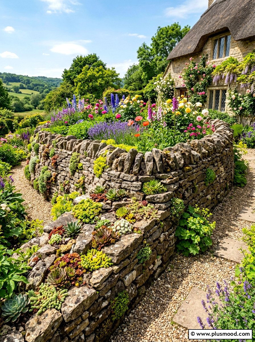 Natural stone rock garden wall - 25 summer rock garden ideas