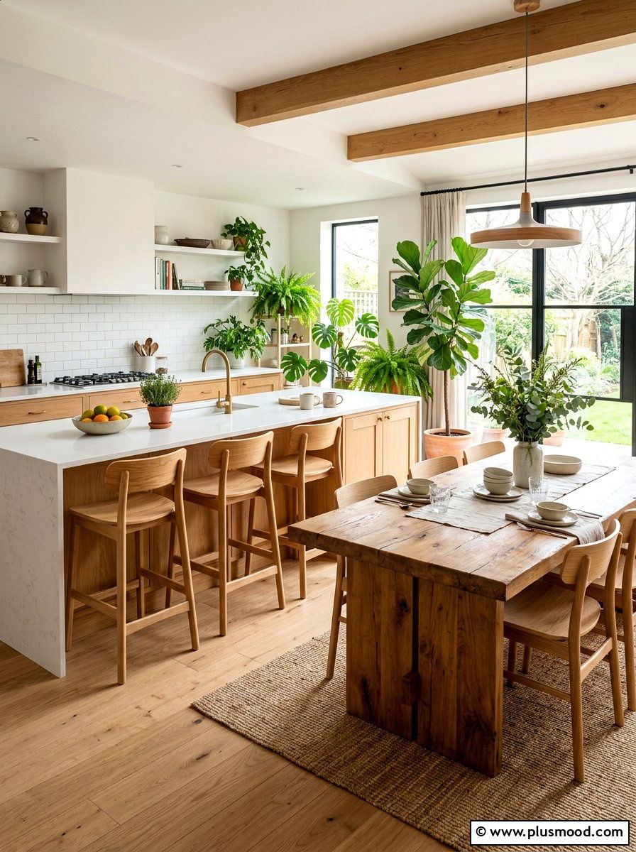 Natural wood furniture - 25 fresh summer kitchen decor ideas