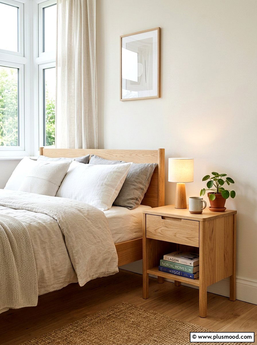 Natural wood nightstand - 25 late summer bedroom decor ideas