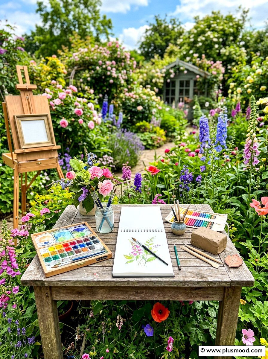 Nature Art Station - 25 summer family gathering ideas outdoors