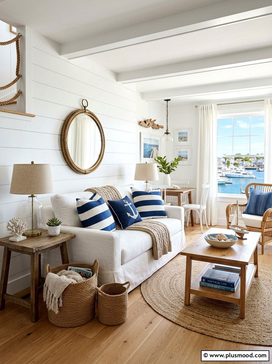 Nautical Accent Decor - 25 summer decor ideas for small apartments living room