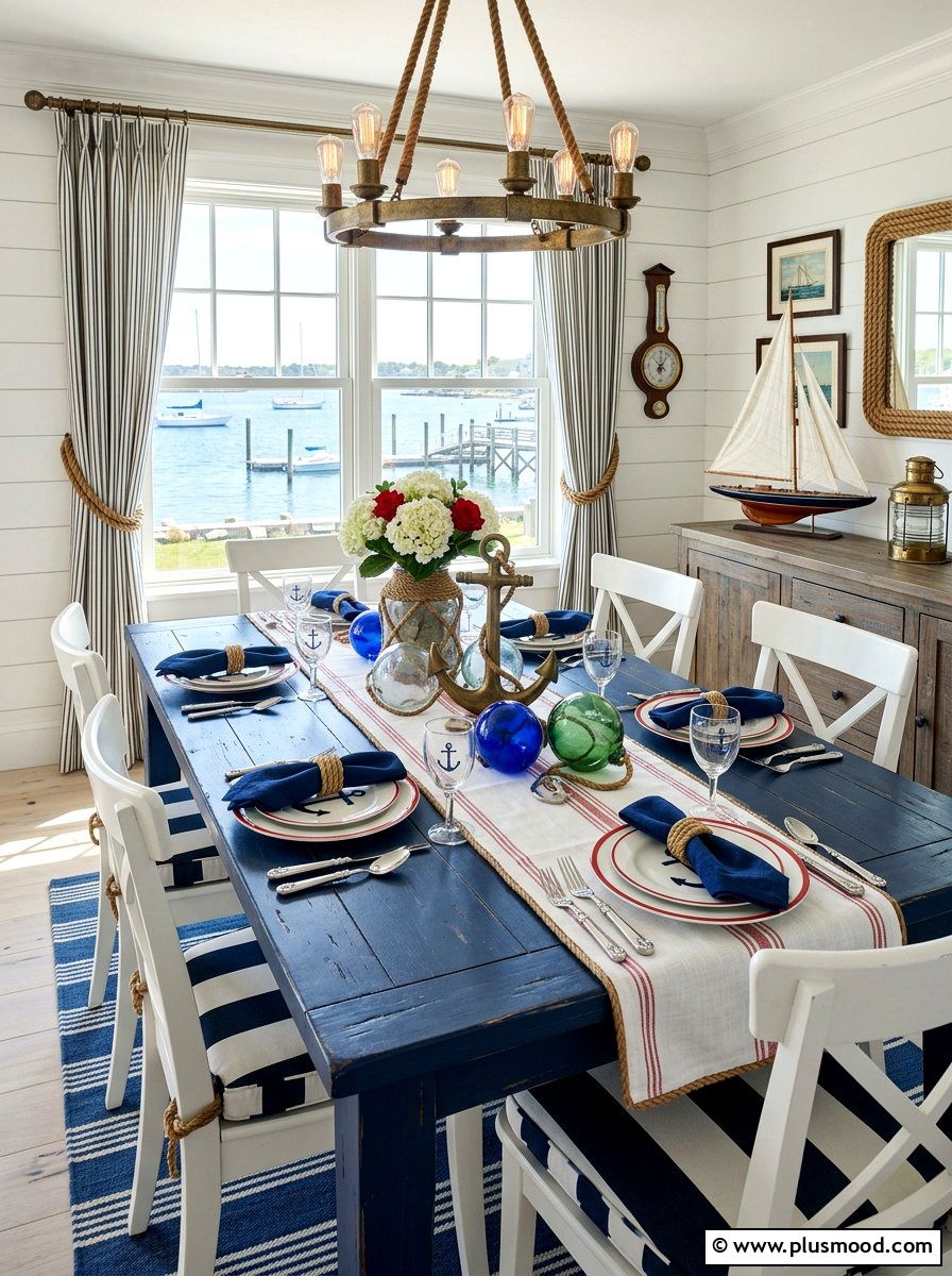 Nautical Anchor Summer Table - 25 summer tablescape ideas for dining room