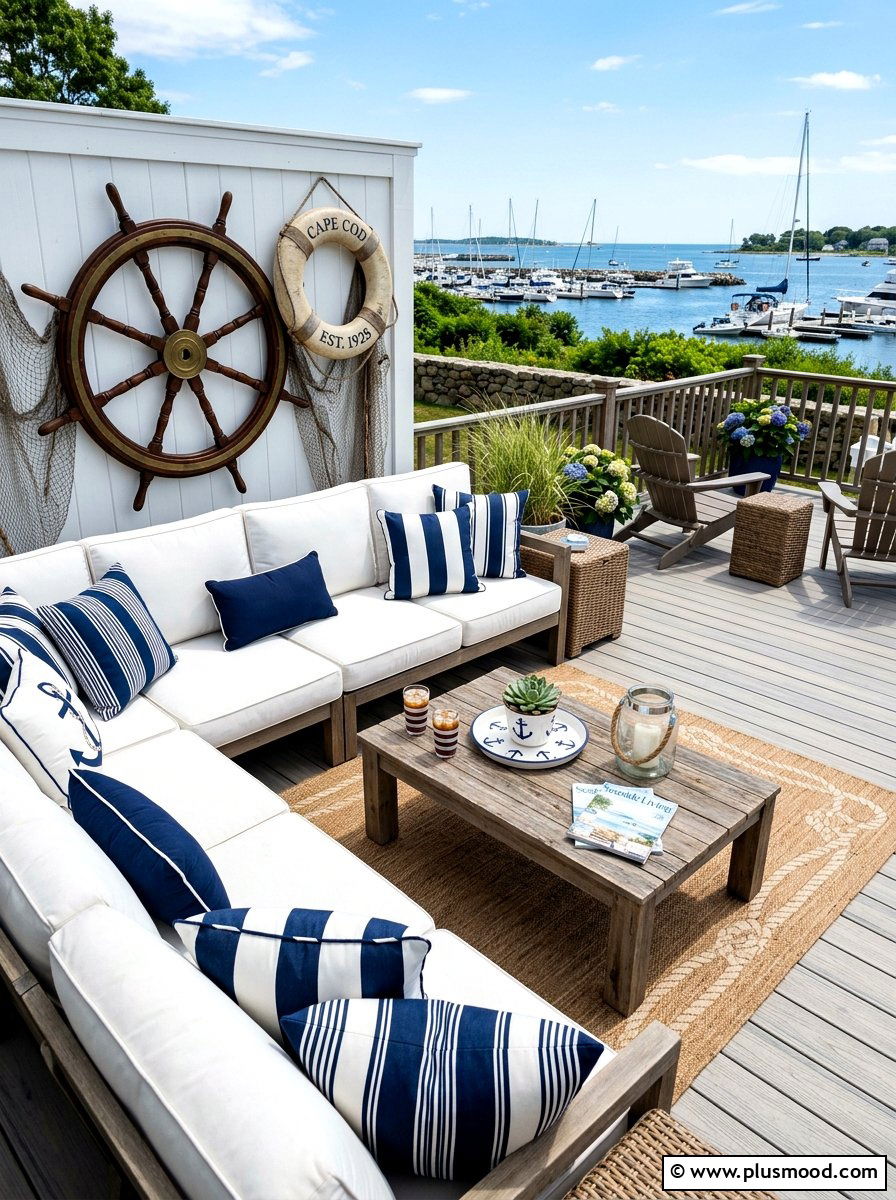 Nautical Backyard Lounge - 25 summer coastal outdoor entertaining ideas