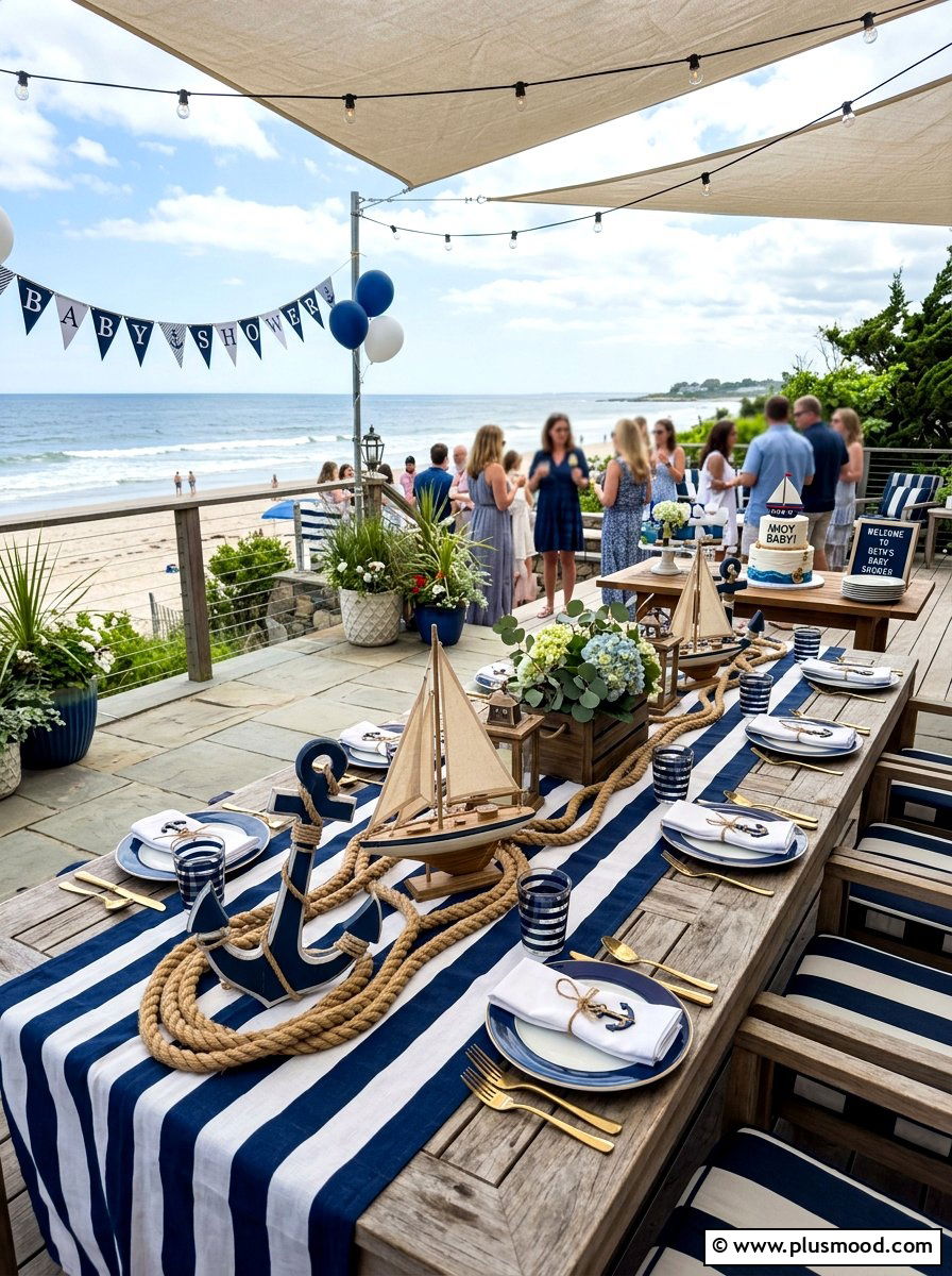 Nautical Beach Baby Shower - 25 summer outdoor baby shower ideas