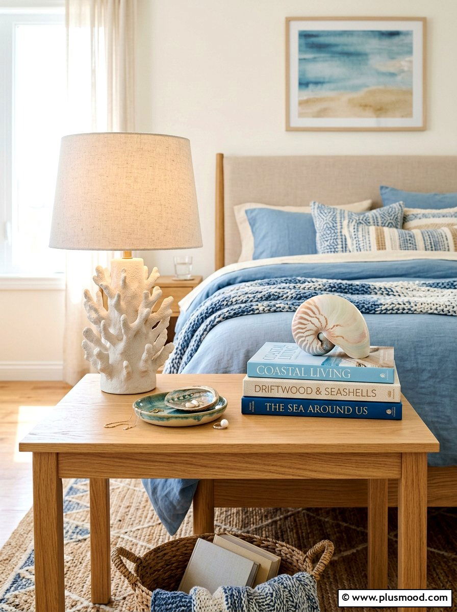 Nautical Bedroom Nightstand - 25 summer decor ideas with shells
