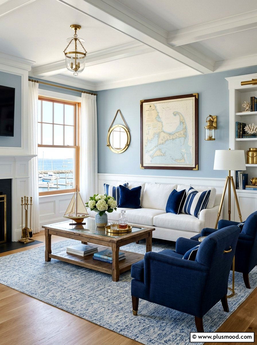 Nautical Blue Living Space - 25 light and airy summer decor ideas