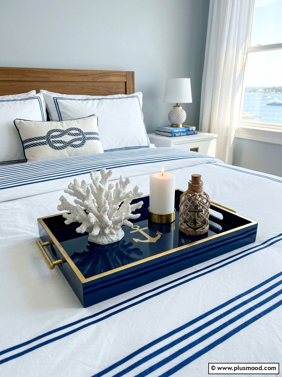 Nautical Blue Tray - 25 summer bedroom tray decor ideas