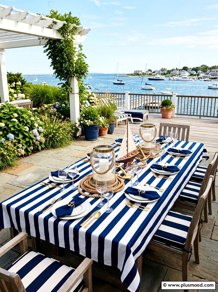 Nautical Blue White Decor - 25 summer dinner party ideas outdoors