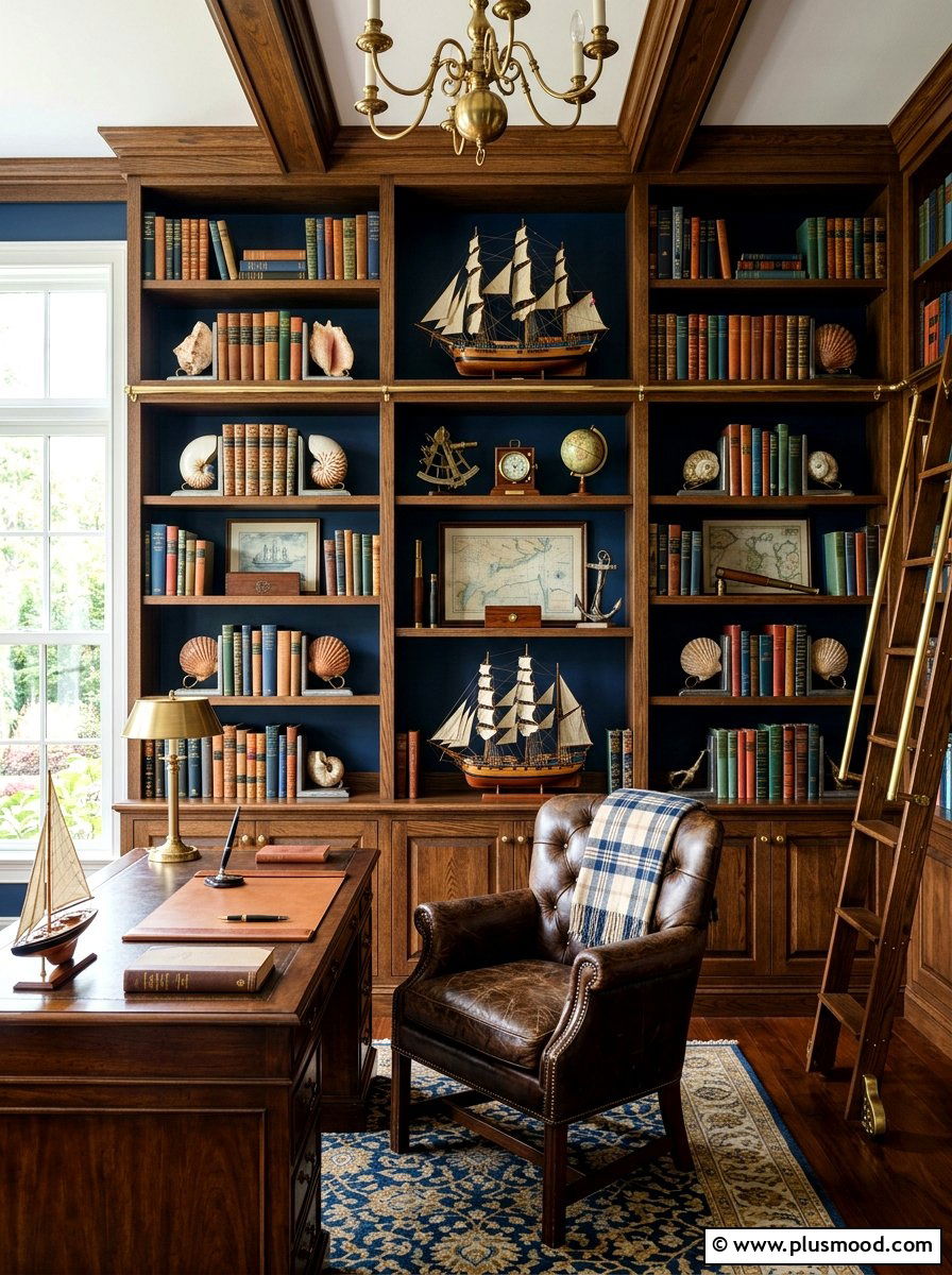 Nautical Bookshelf Styling - 25 summer seashell decor ideas