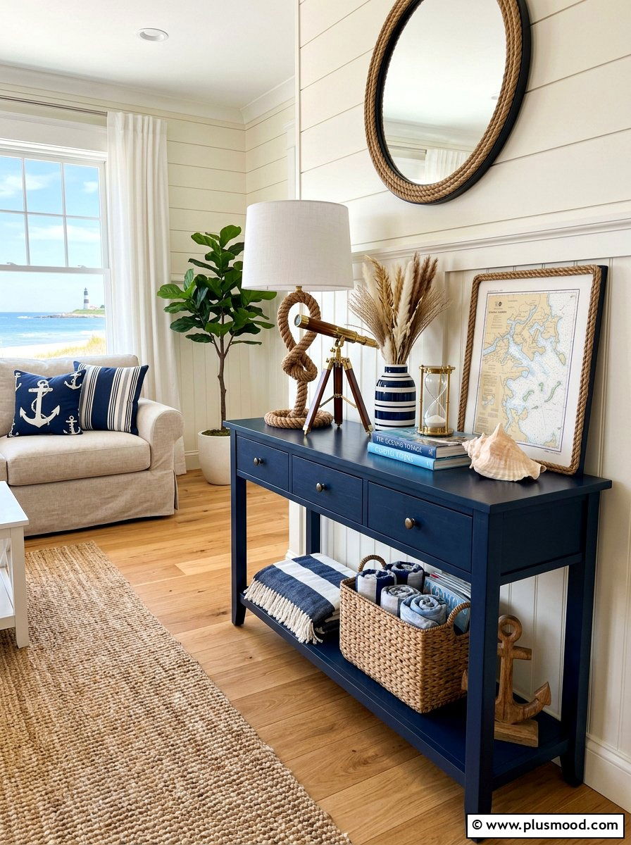 Nautical Console Table - 25 summer console table ideas for living room