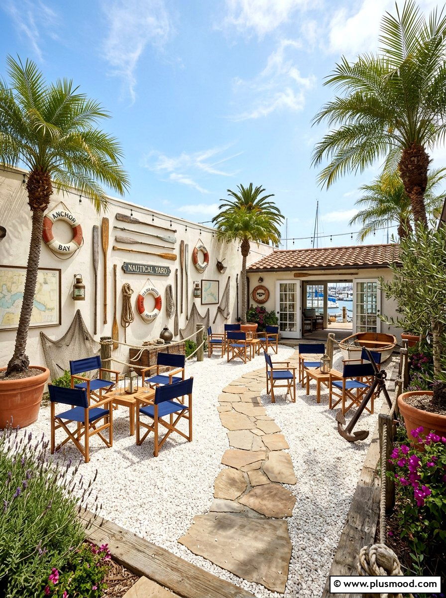 Nautical Courtyard Layout - 25 summer coastal outdoor entertaining ideas