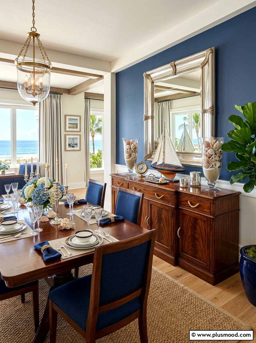 Nautical Dining Sideboard - 25 summer seashell decor ideas