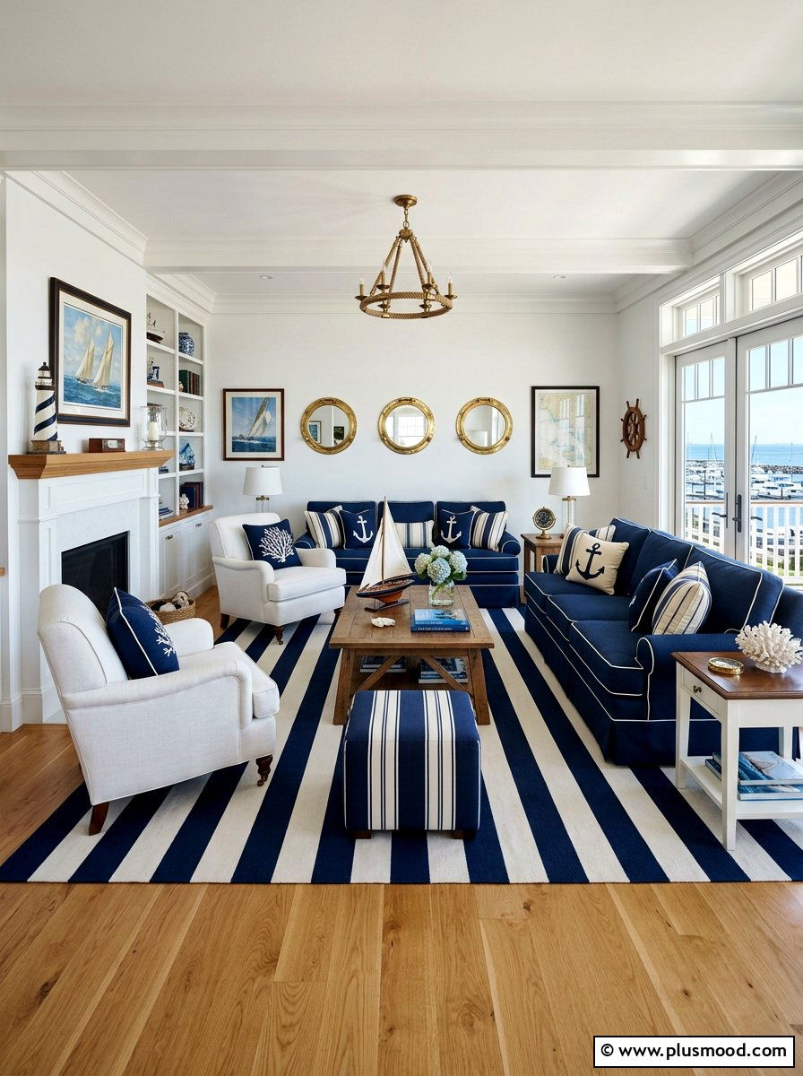 Nautical Living Room - 25 summer entertaining living room ideas