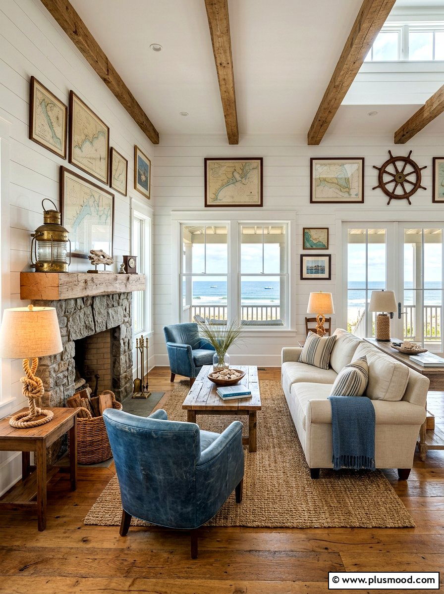 Nautical Living Room Decor - 25 summer coastal farmhouse living room ideas