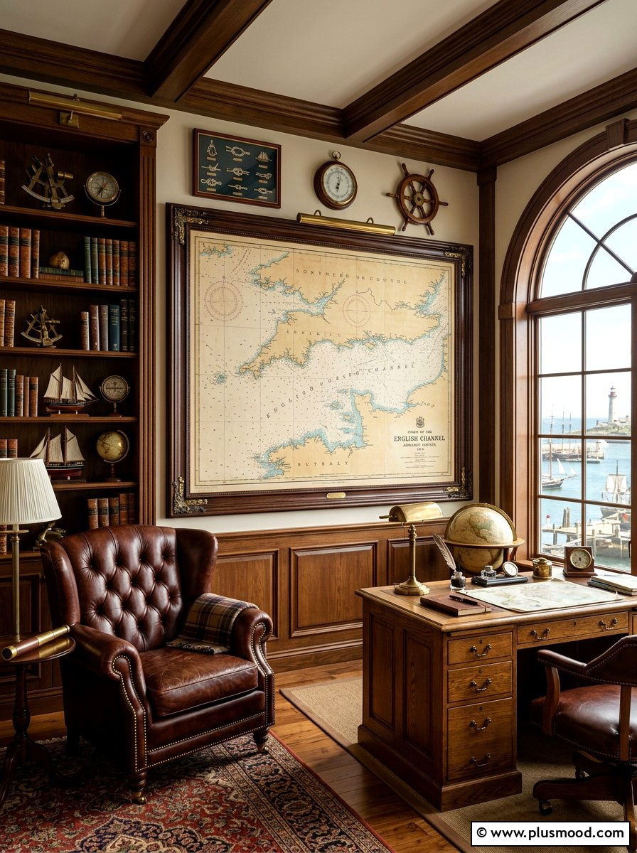 Nautical Map Office Wall - 25 summer wall decor ideas