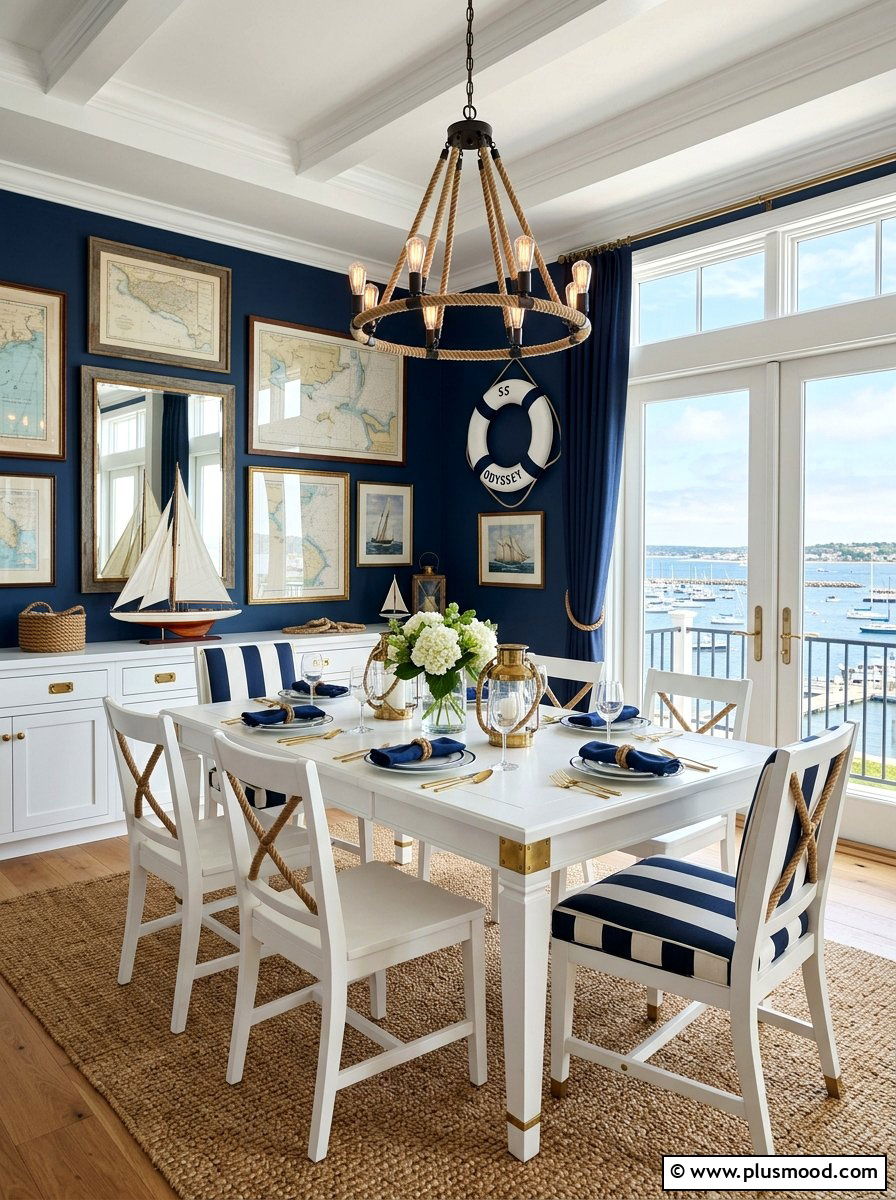 Nautical Navy Summer Dining Room - 25 summer dining room decor ideas