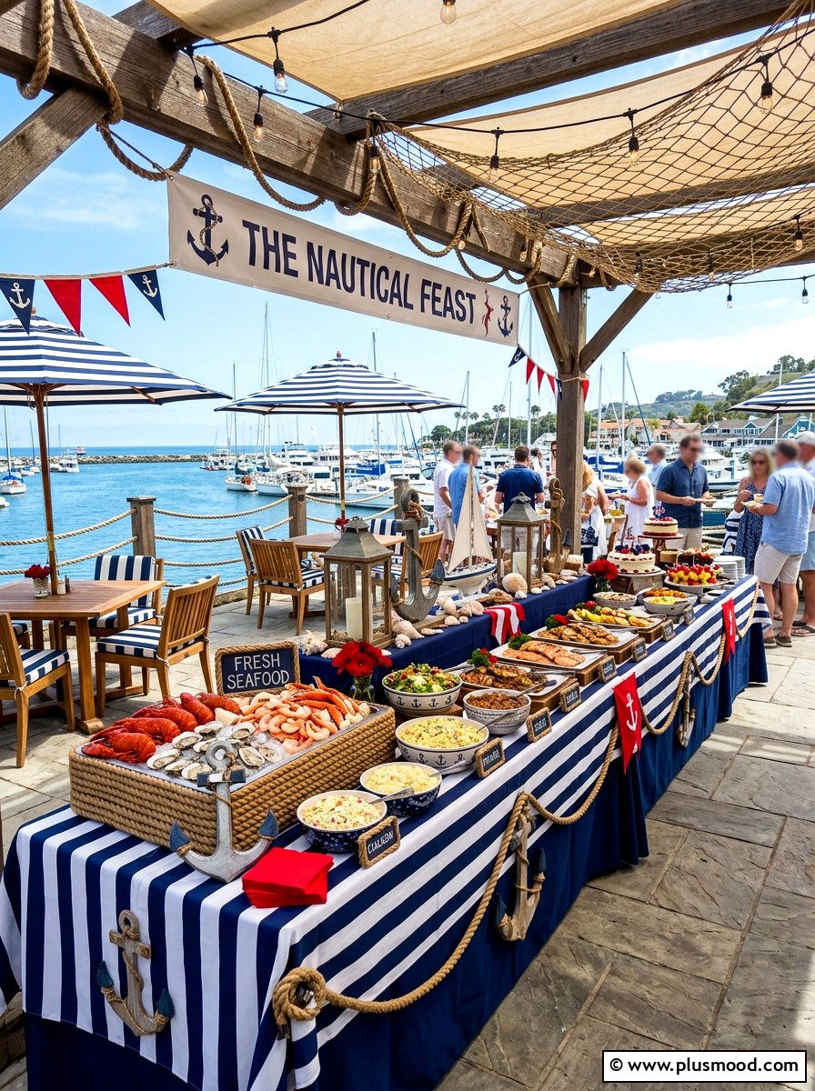Nautical Outdoor Buffet - 25 summer outdoor buffet ideas