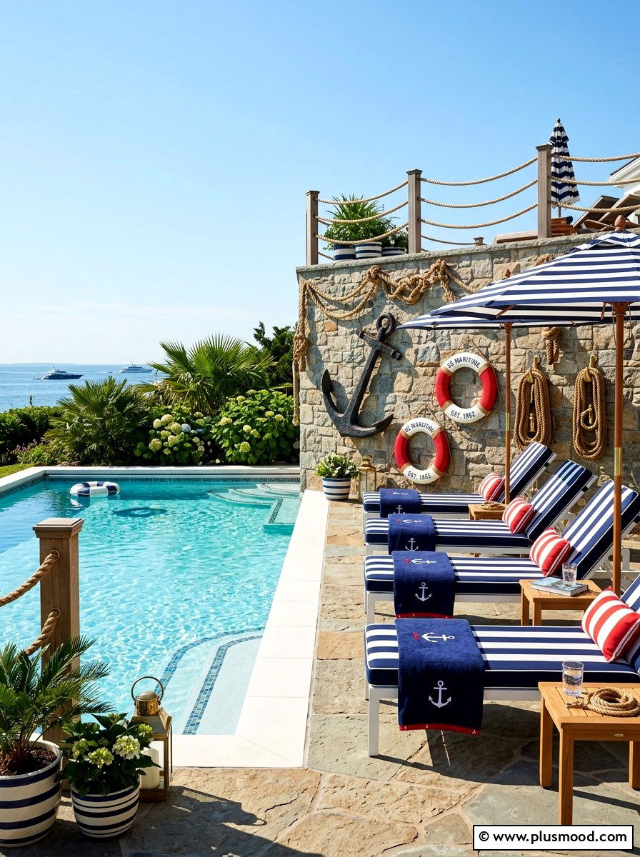 Nautical Pool Setup - 25 summer pool party setup ideas