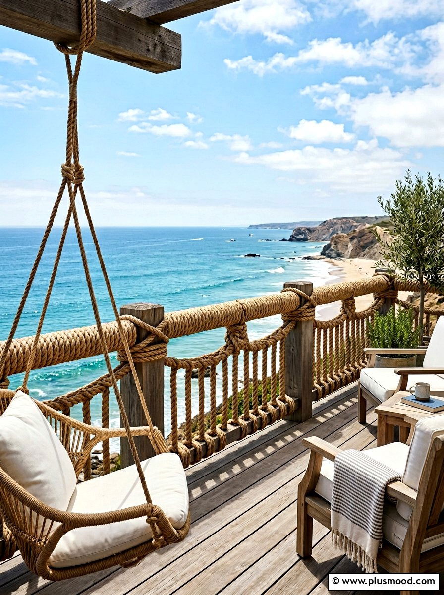 Nautical Rope Balcony Railing - 25 summer coastal balcony ideas