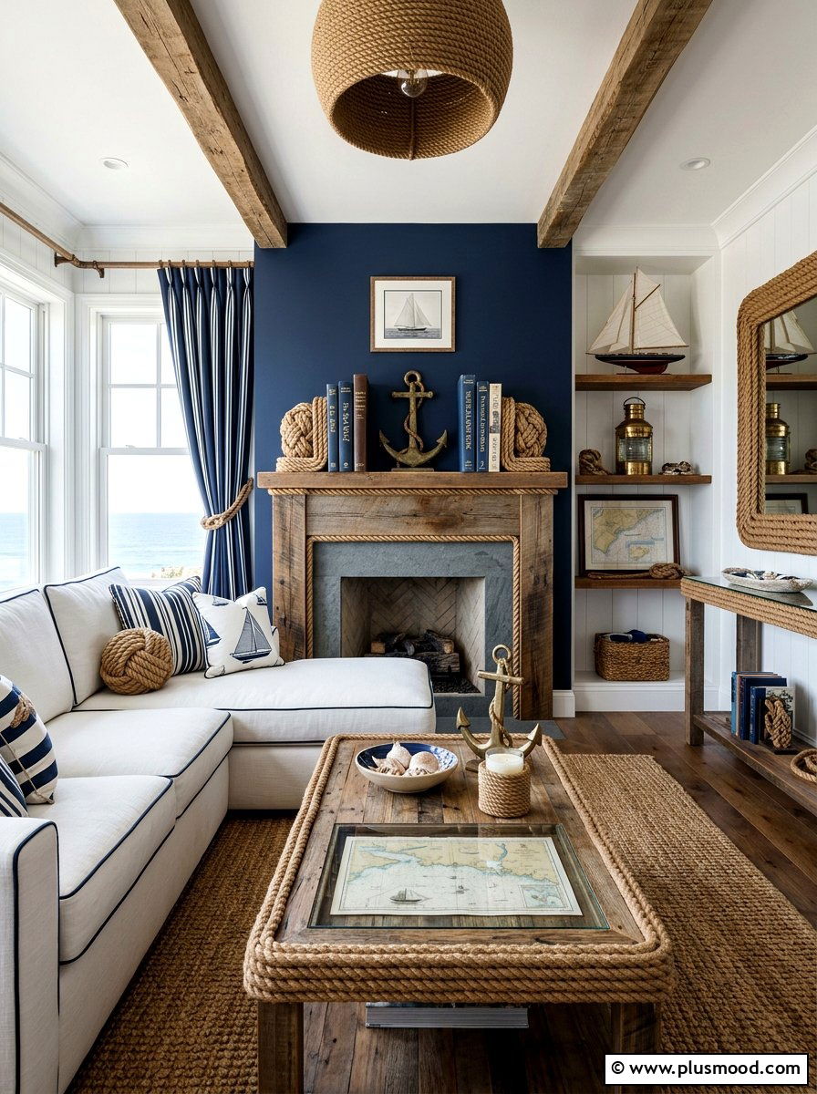 Nautical Rope Detail - 25 summer shelf styling ideas for living room