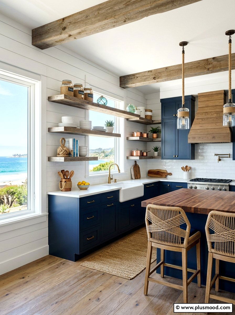 Nautical Rope Details - 25 summer kitchen shelf decor ideas