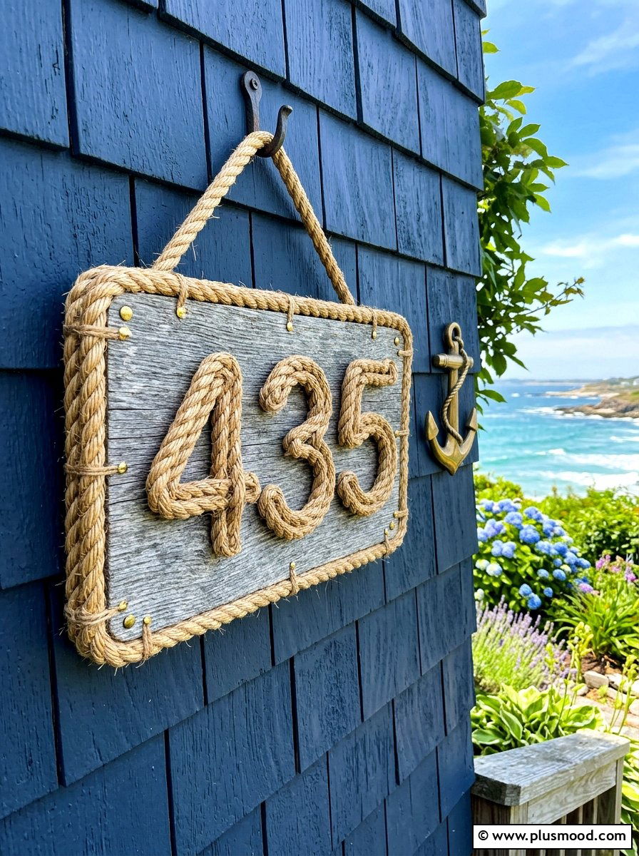 Nautical Rope House Number Sign - 25 summer house number display ideas