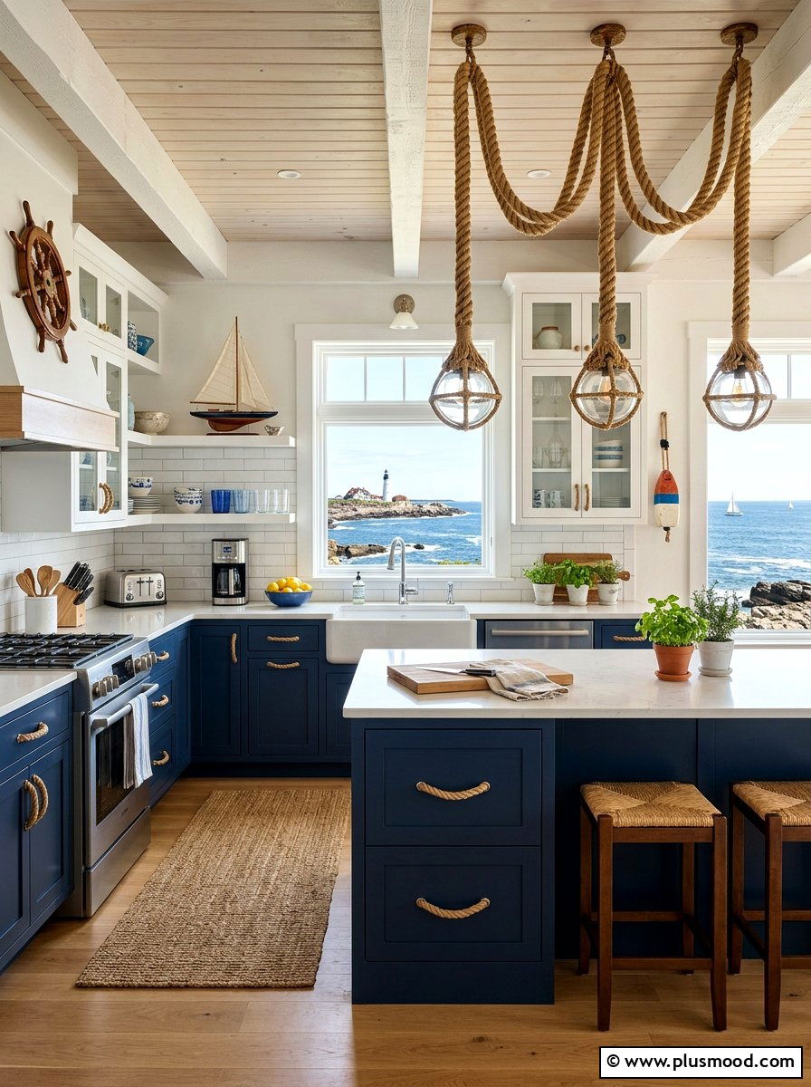 Nautical Rope Kitchen Accents - 25 summer coastal kitchen ideas