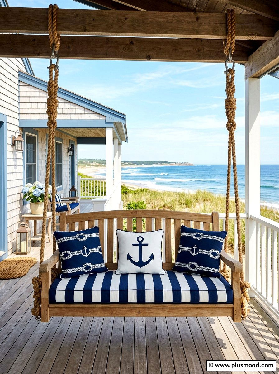 Nautical Rope Porch Swing - 25 summer front porch swing ideas