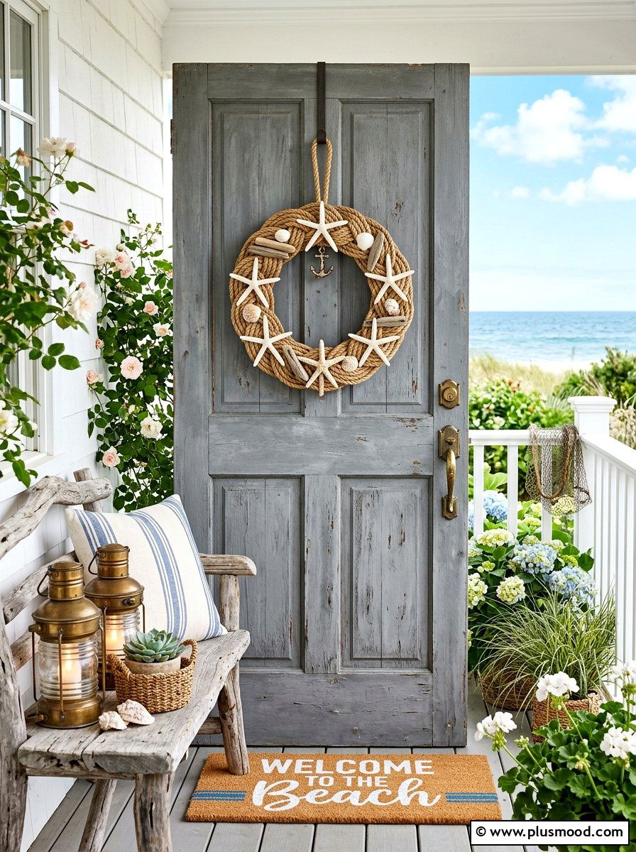 Nautical Rope Summer Door Decor - 25 summer door decor ideas for summer