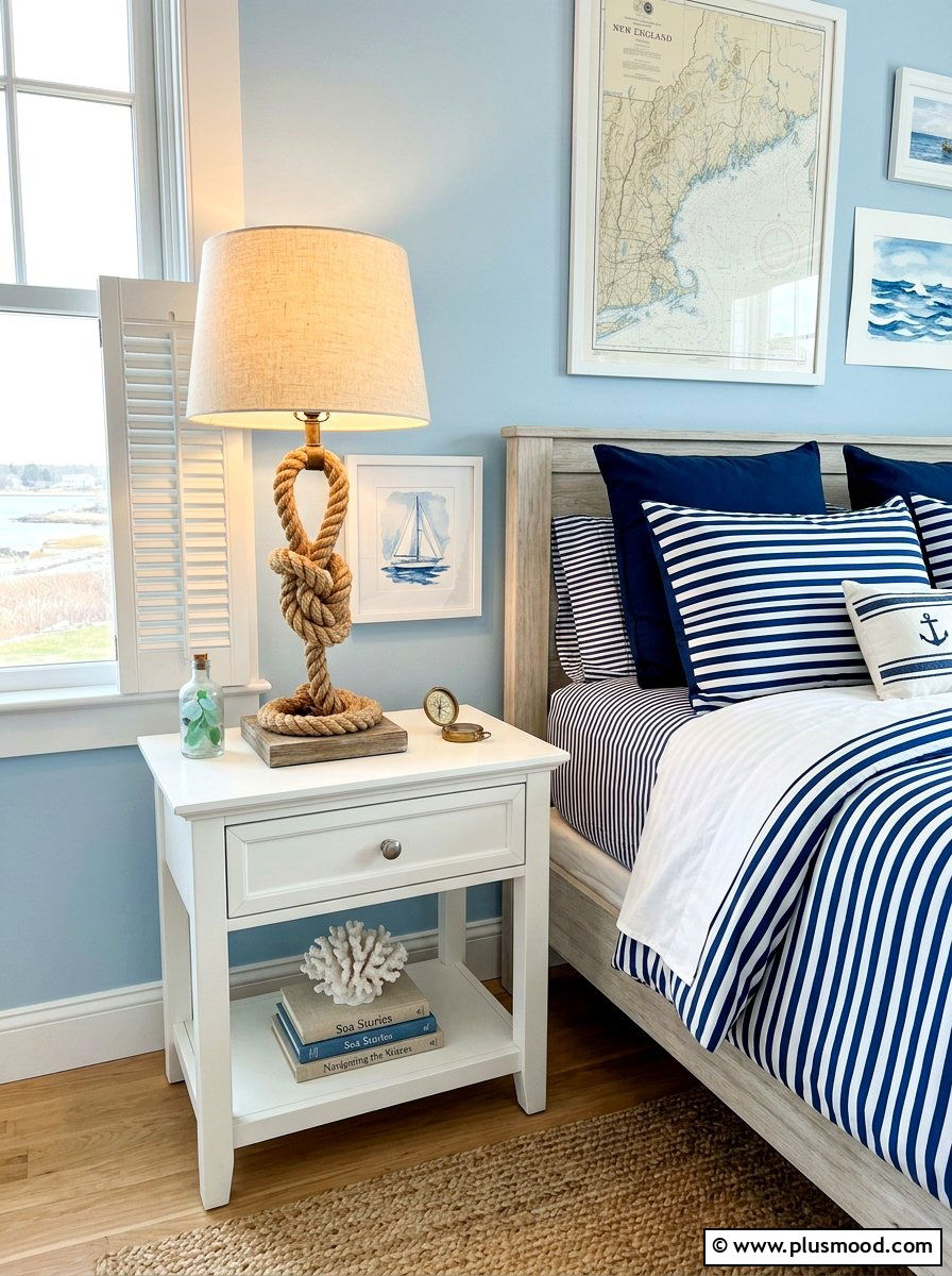 Nautical Rope Table Lamp - 25 beachy summer bedroom ideas