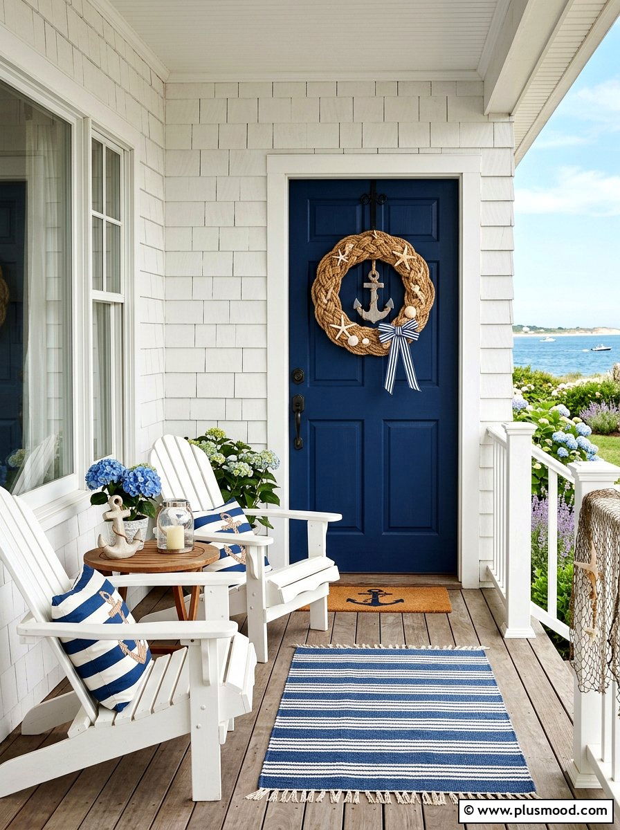 Nautical Rope Wreath - 25 summer front door decor ideas
