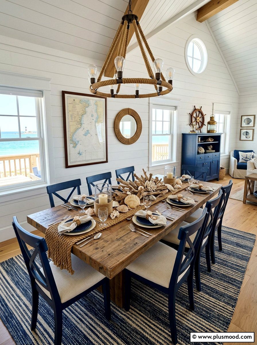 Nautical Rope and Shell Table - 25 summer tablescape ideas